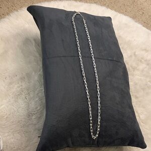 Silver tone Chain Necklace - Rectangular Link Long Chain